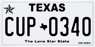 TX license plate CUP0340