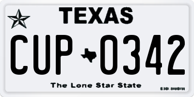 TX license plate CUP0342