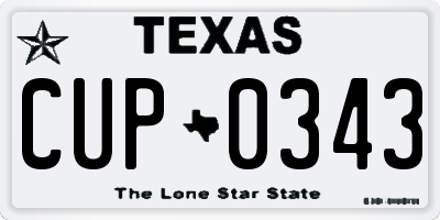 TX license plate CUP0343