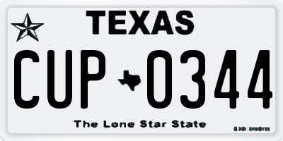 TX license plate CUP0344