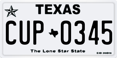 TX license plate CUP0345