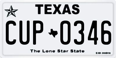 TX license plate CUP0346