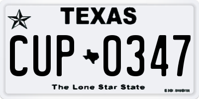 TX license plate CUP0347