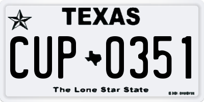 TX license plate CUP0351