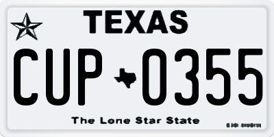 TX license plate CUP0355