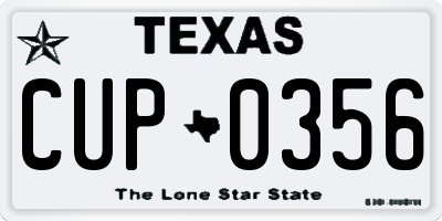 TX license plate CUP0356