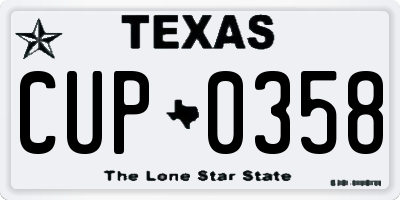 TX license plate CUP0358