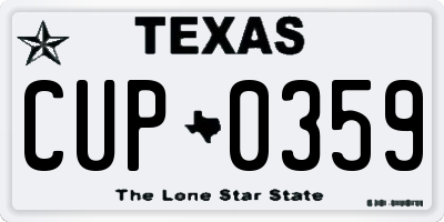 TX license plate CUP0359