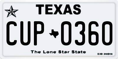 TX license plate CUP0360
