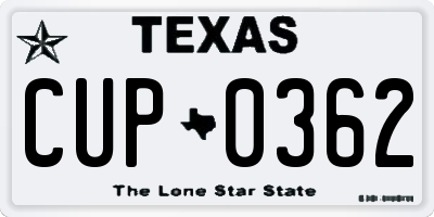 TX license plate CUP0362