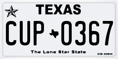 TX license plate CUP0367