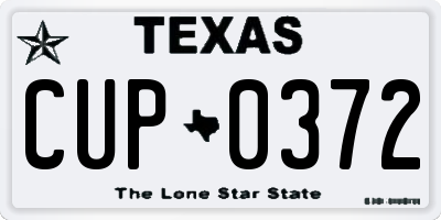 TX license plate CUP0372