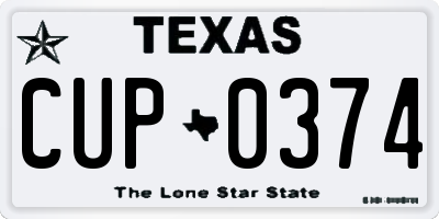 TX license plate CUP0374