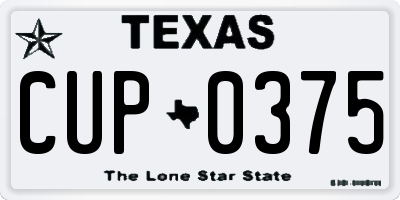 TX license plate CUP0375