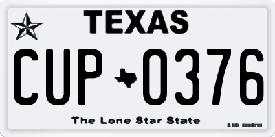 TX license plate CUP0376