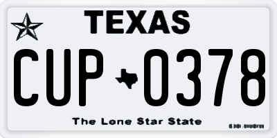 TX license plate CUP0378