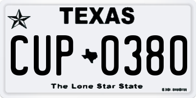 TX license plate CUP0380