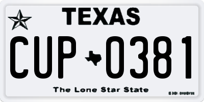 TX license plate CUP0381