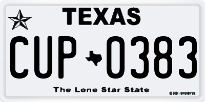 TX license plate CUP0383