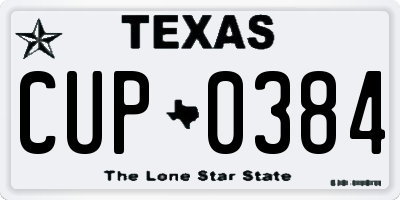 TX license plate CUP0384