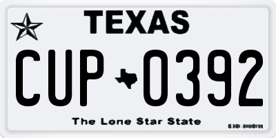 TX license plate CUP0392