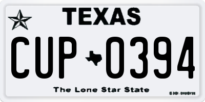 TX license plate CUP0394
