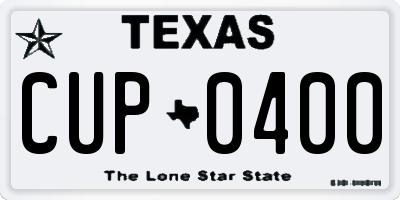 TX license plate CUP0400