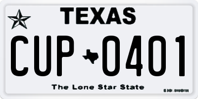 TX license plate CUP0401