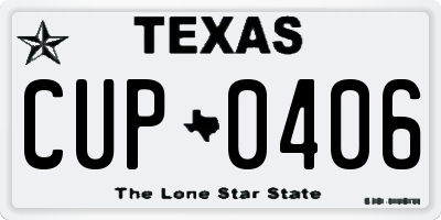 TX license plate CUP0406