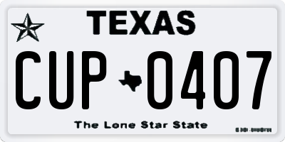 TX license plate CUP0407