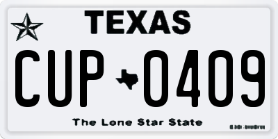 TX license plate CUP0409