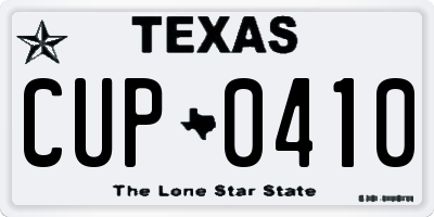 TX license plate CUP0410