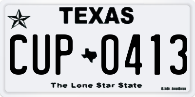 TX license plate CUP0413