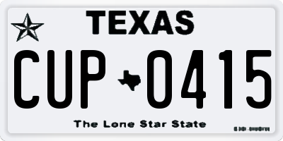 TX license plate CUP0415