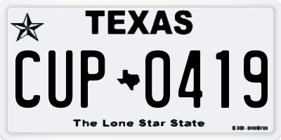 TX license plate CUP0419