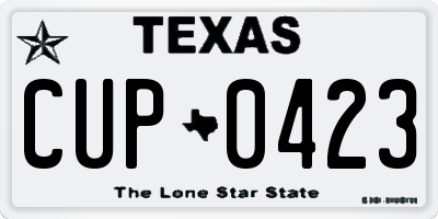 TX license plate CUP0423