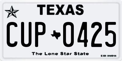 TX license plate CUP0425