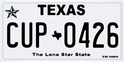 TX license plate CUP0426