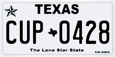 TX license plate CUP0428