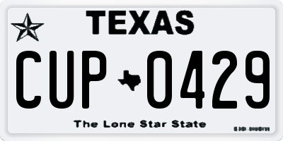 TX license plate CUP0429
