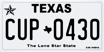 TX license plate CUP0430