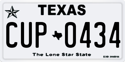 TX license plate CUP0434