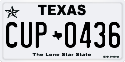 TX license plate CUP0436