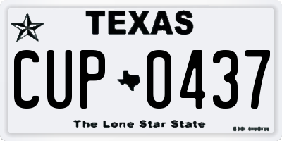 TX license plate CUP0437