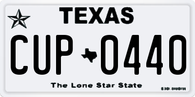 TX license plate CUP0440
