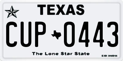 TX license plate CUP0443