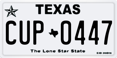 TX license plate CUP0447
