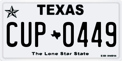 TX license plate CUP0449