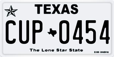 TX license plate CUP0454