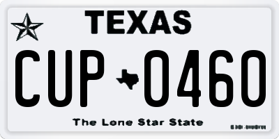 TX license plate CUP0460